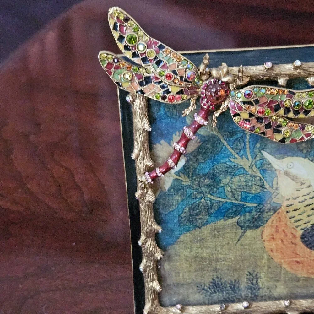 RARE JAY STRONGWATER CASSANDRA DRAGONFLY FLORA & FAUNA ENAMEL CRYSTAL FRAME